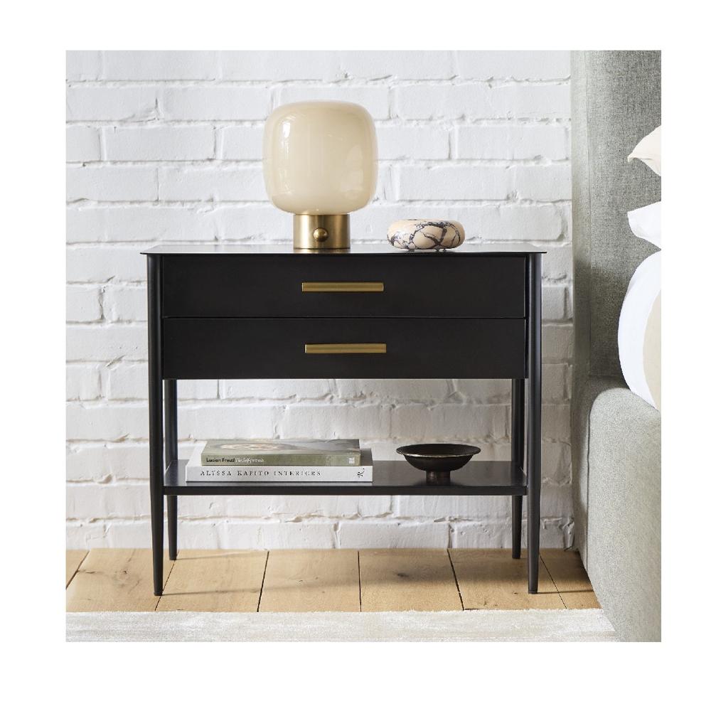 Velador Vintage Rosé color Negro 2 cajones TU MESITA