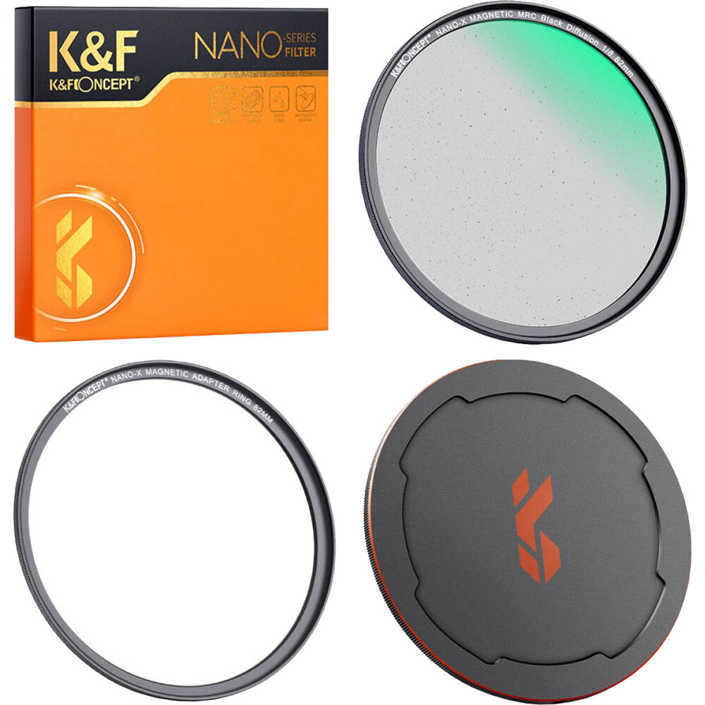 Filtro Magnético K&F Concept Nano-X Black Mist 1/8 con Anillo Adaptador y Tapa de Lente (82mm) - Su