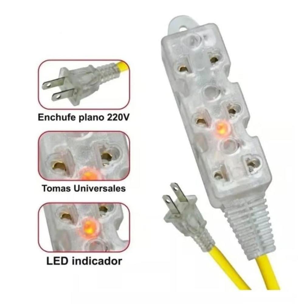 Extensión Eléctrica Vulcanizado 3 Metros x 3 Tomas Amarillo Home Light Extensión Eléctrica Vulcanizado 3 Metros x 3 Tomas Amarillo Home Light