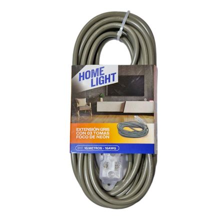 Extensión Eléctrica Vulcanizado 10 Metros 3 Tomas Gris Home Light Extensión Eléctrica Vulcanizado 10 Metros 3 Tomas Gris Home Light