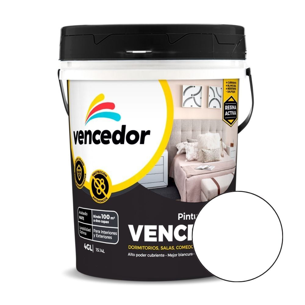 Vencelatex Mate Nuevo Blanco 4 galones Vencedor