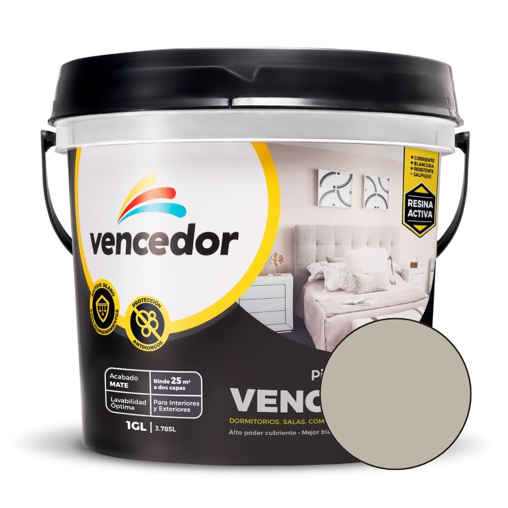Pintura Látex Vencedor VenceLátex Mate Nuevo Blanco Humo 1 galón