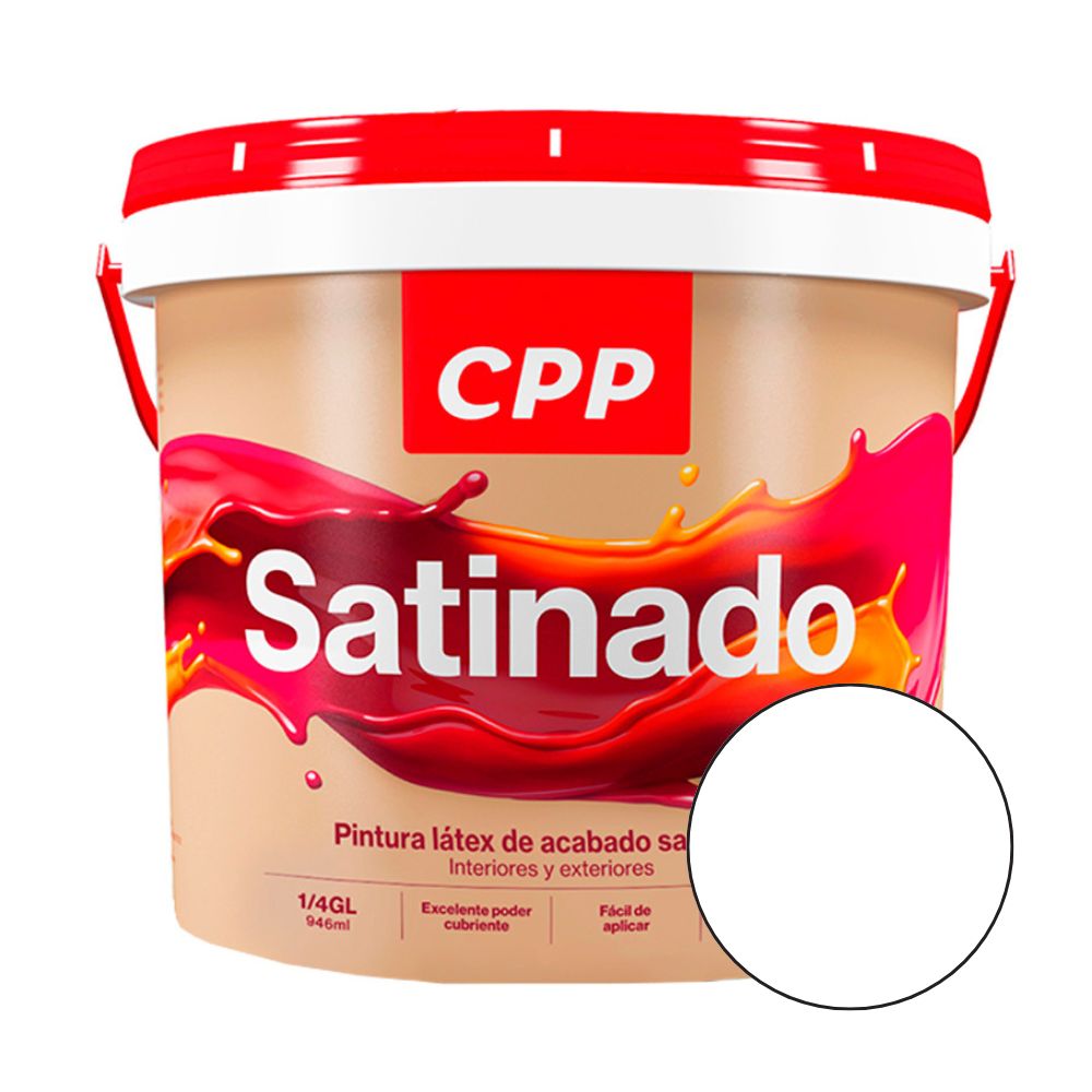 Pintura Látex Satinado CPP Blanco 1/4 galón