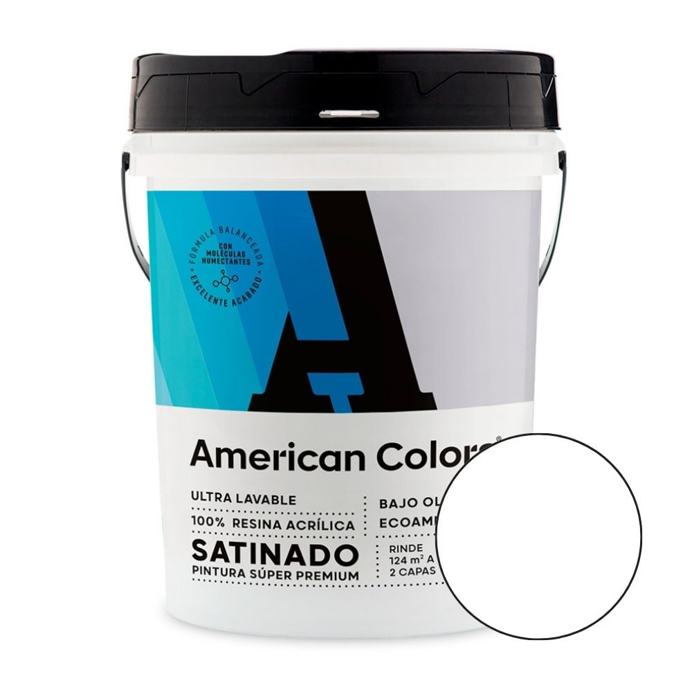 Pintura American Colors Satinado Blanco 4 galones