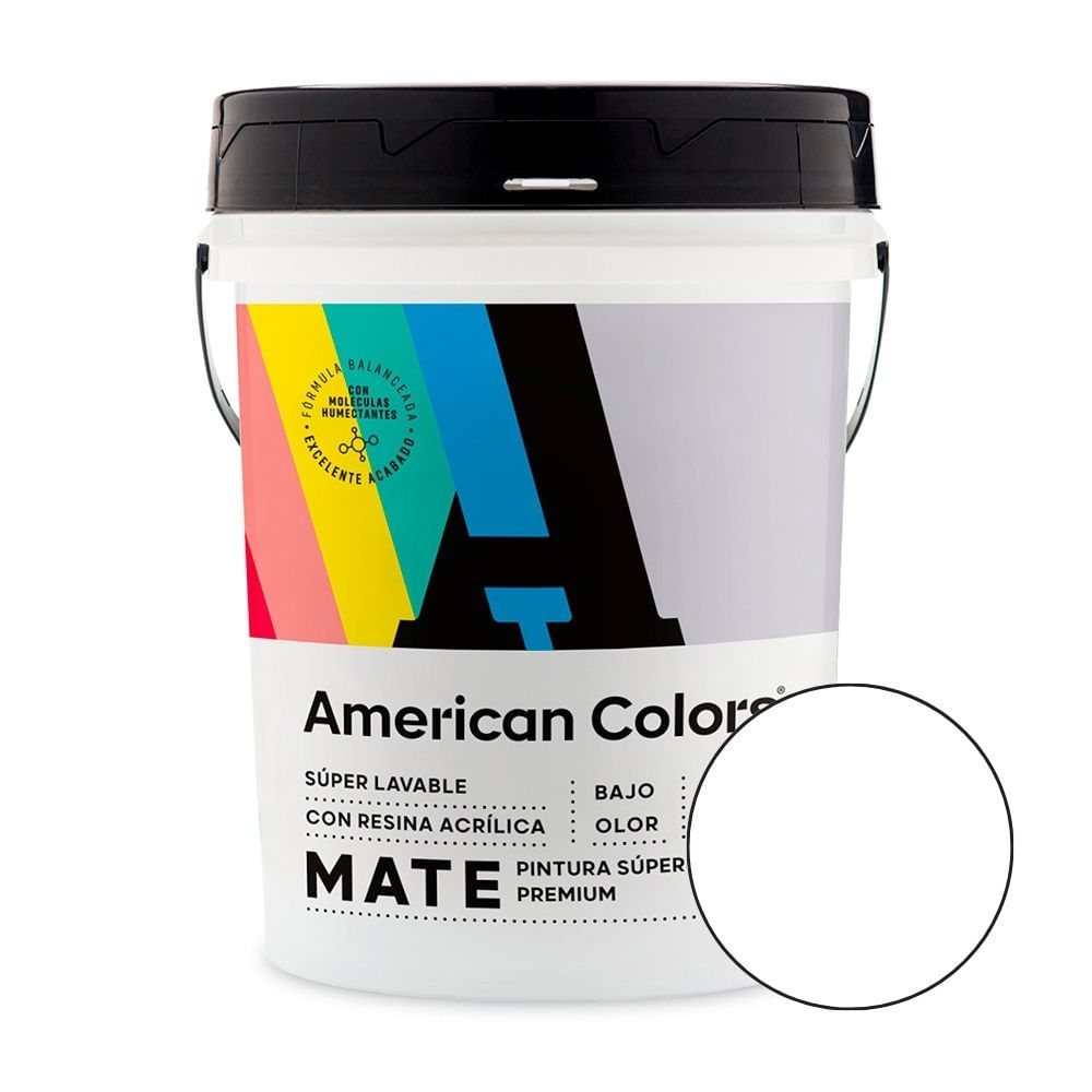 Pintura Latex American Colors Mate Blanco 4 galones