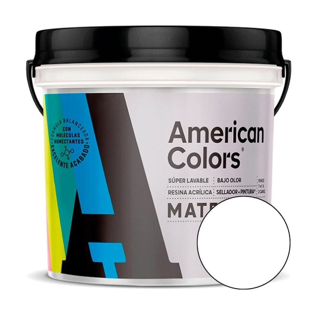 Pintura American Colors Mate Blanco 1/4 Gl
