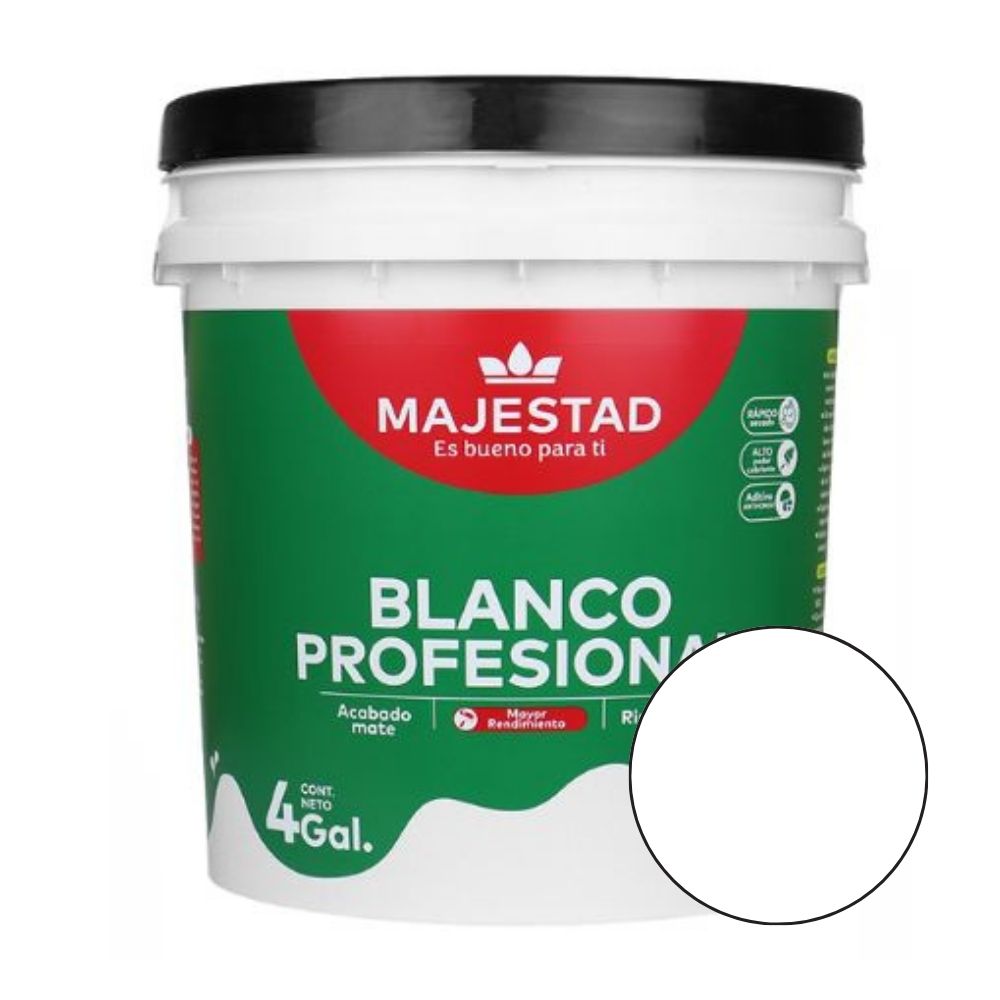 Pintura Látex Profesional Majestad Mate Blanco 4 galones