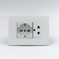 TOMACORRIENTE DOBLE 01 SCHUKO Y 01 UNIVERSAL CON TIERRA SINTHESI S33 PLACA BLANCA MATE