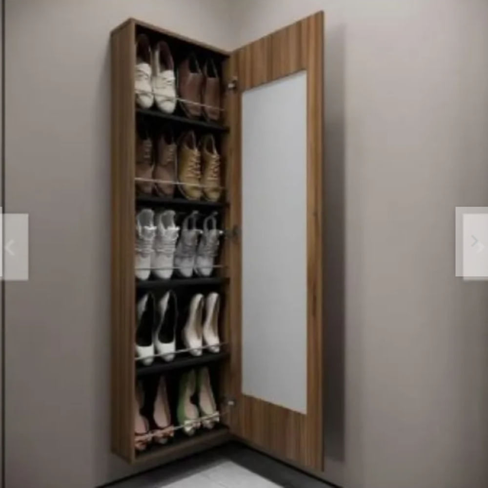 ZAPATERA VERTICAL CON ESPEJO RECTANGULAR NACION MUEBLES MARRÓN