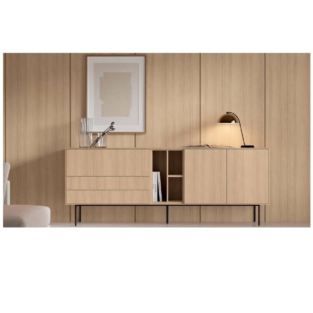 Aparador Minimalista Jacobo color Haya 2 puertas 3 cajones TU MESITA