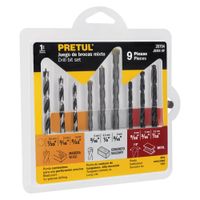 Juego de Brocas para Metal, Concreto y Madera 9 Piezas Pretul 20704
