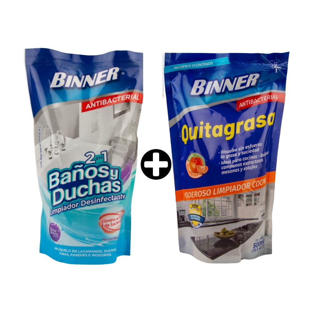 Pack Binner Quitagrasa 500ml + Limpiador de Baños y Duchas 500ml