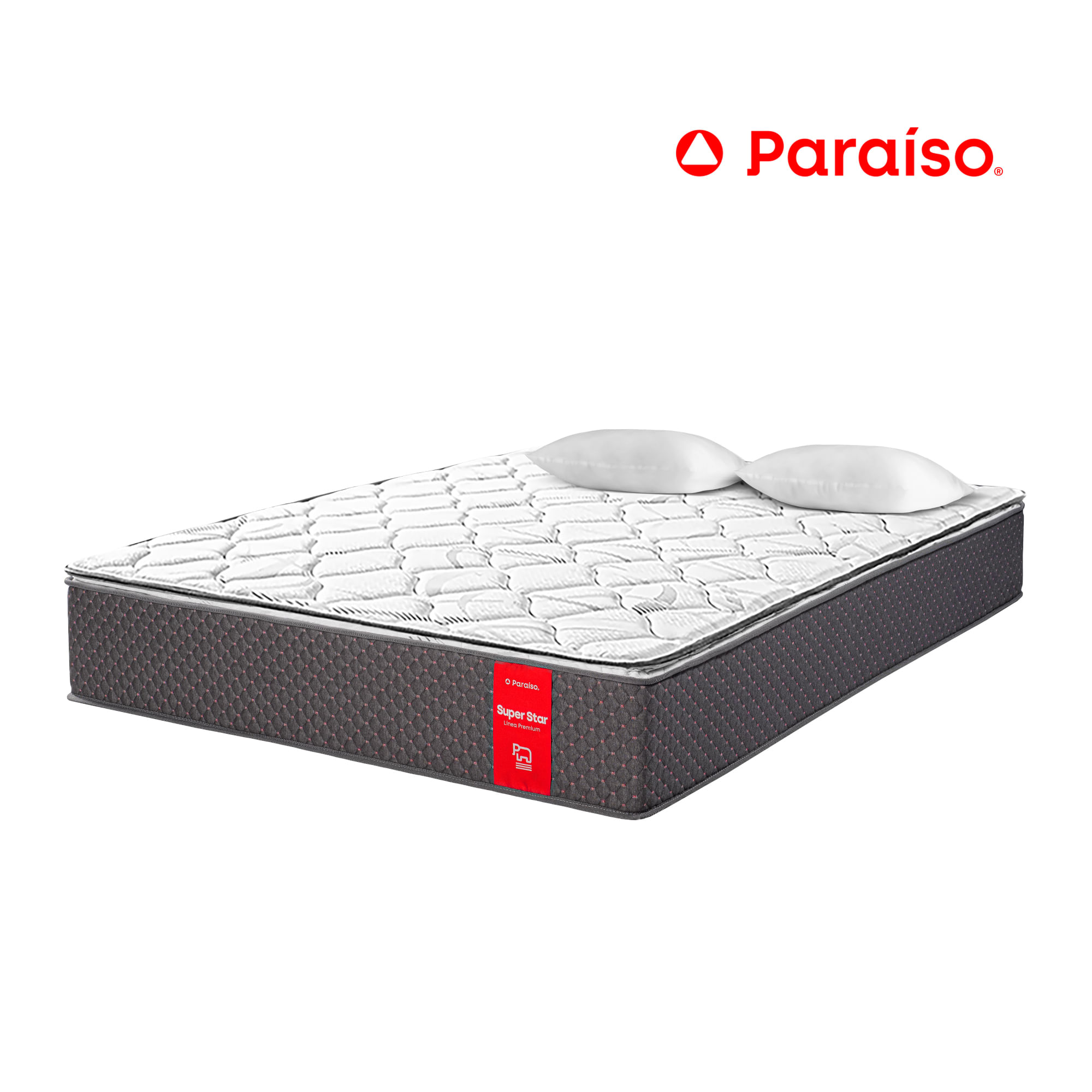 Colchón Paraíso Superstar One Side Queen + 2 Almohadas + Protector
