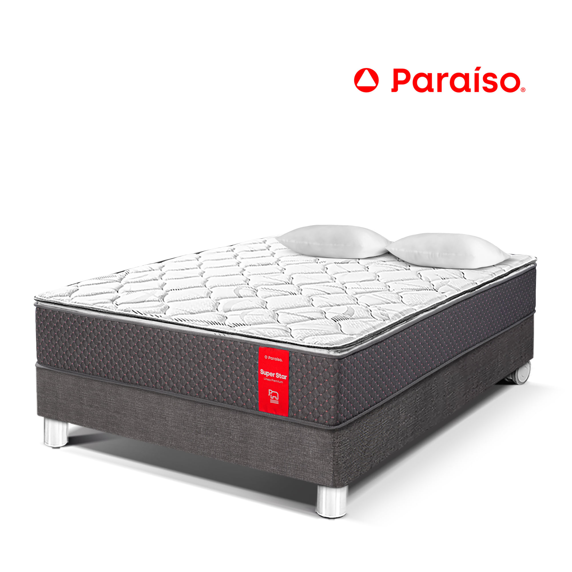 Cama Box Tarima PARAISO Superstar One Side 2 Plz + 2 Almohadas + Protector