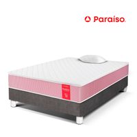 Cama Box Tarima PARAISO Medallón Ergosoft 1.5 Plazas + 1 Almohada + Protector