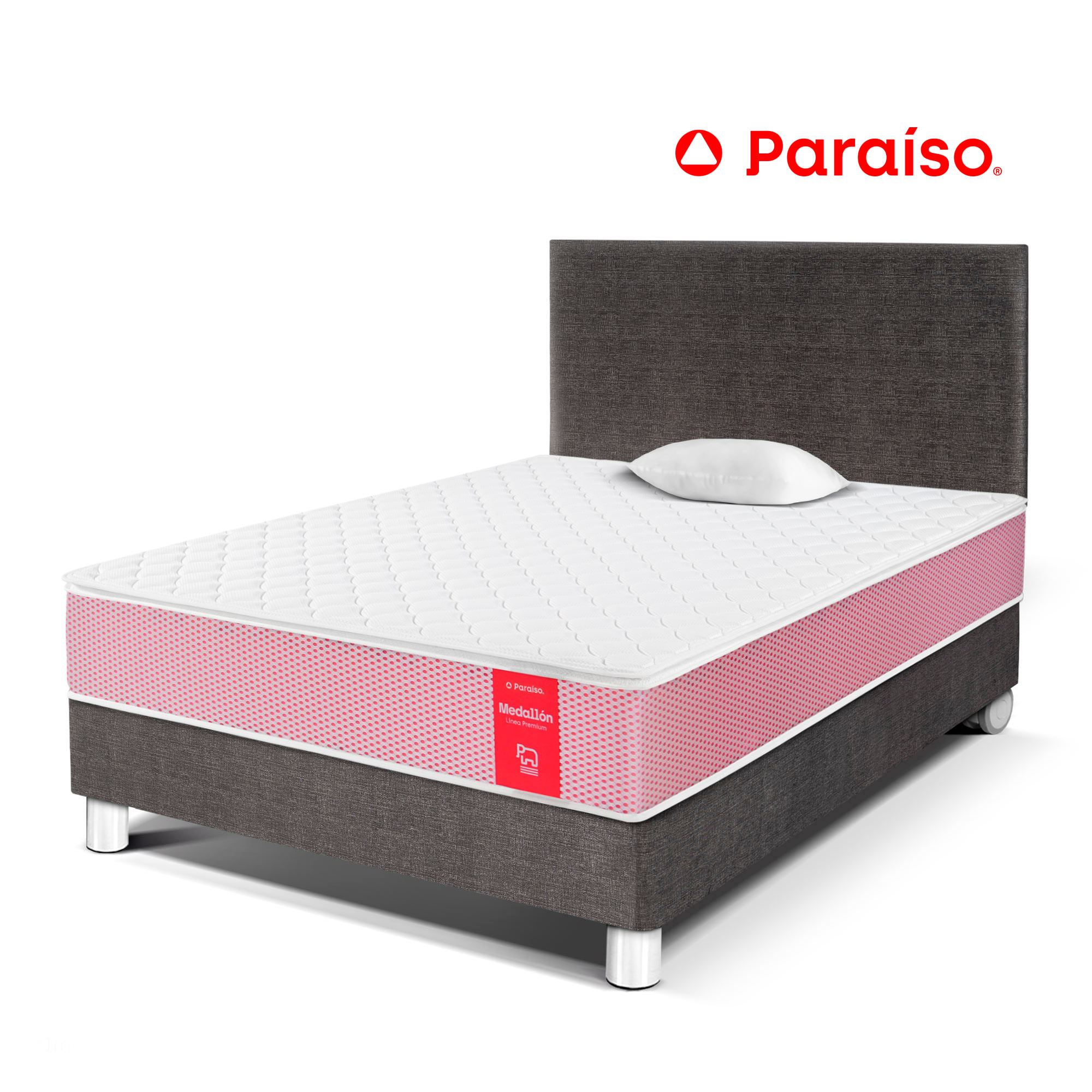 Dormitorio PARAISO Medallón Acero 1.5 Plz + 1 Almohada + Protector