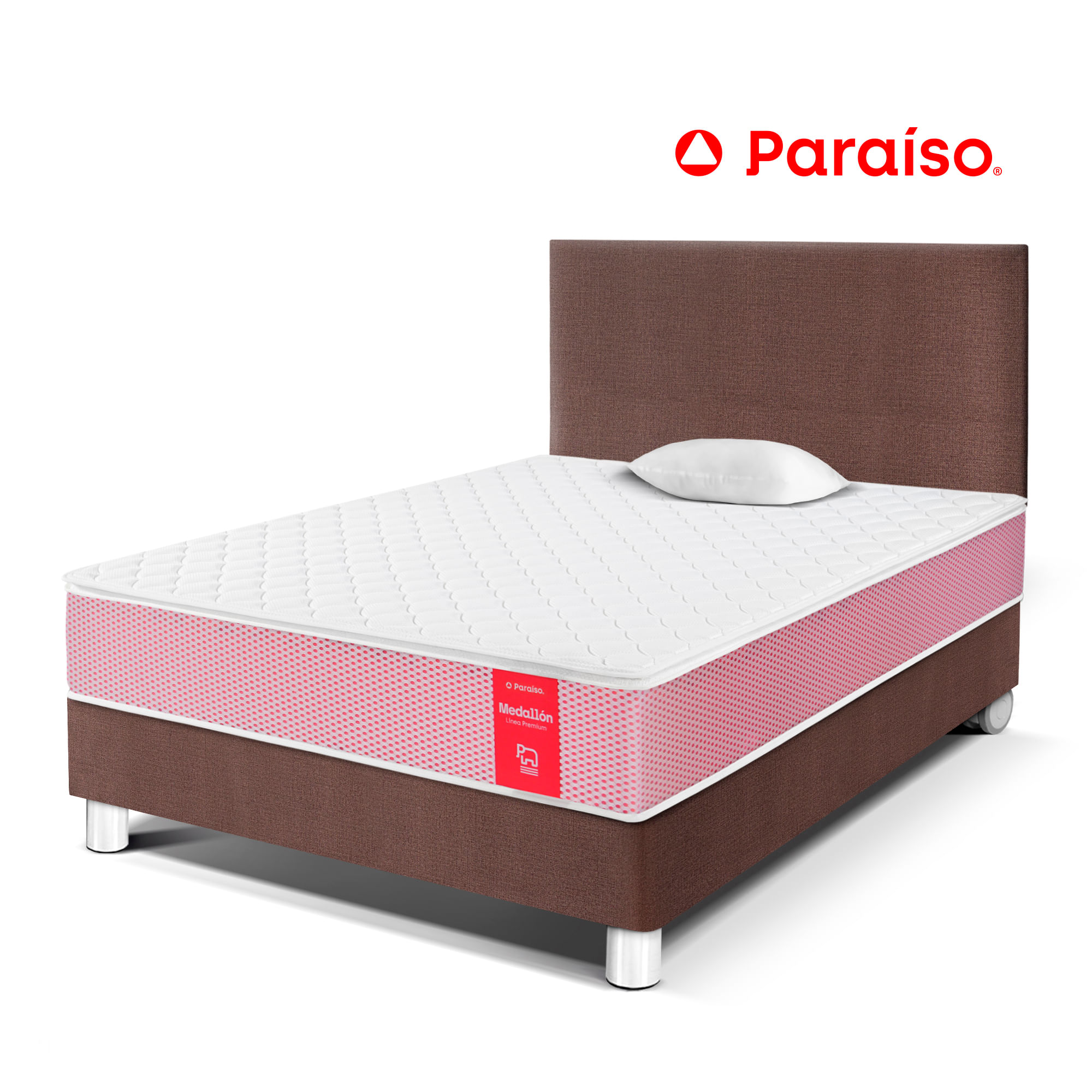 Dormitorio PARAISO Medallón Chocolate 1.5 Plz + 1 Almohada + Protector