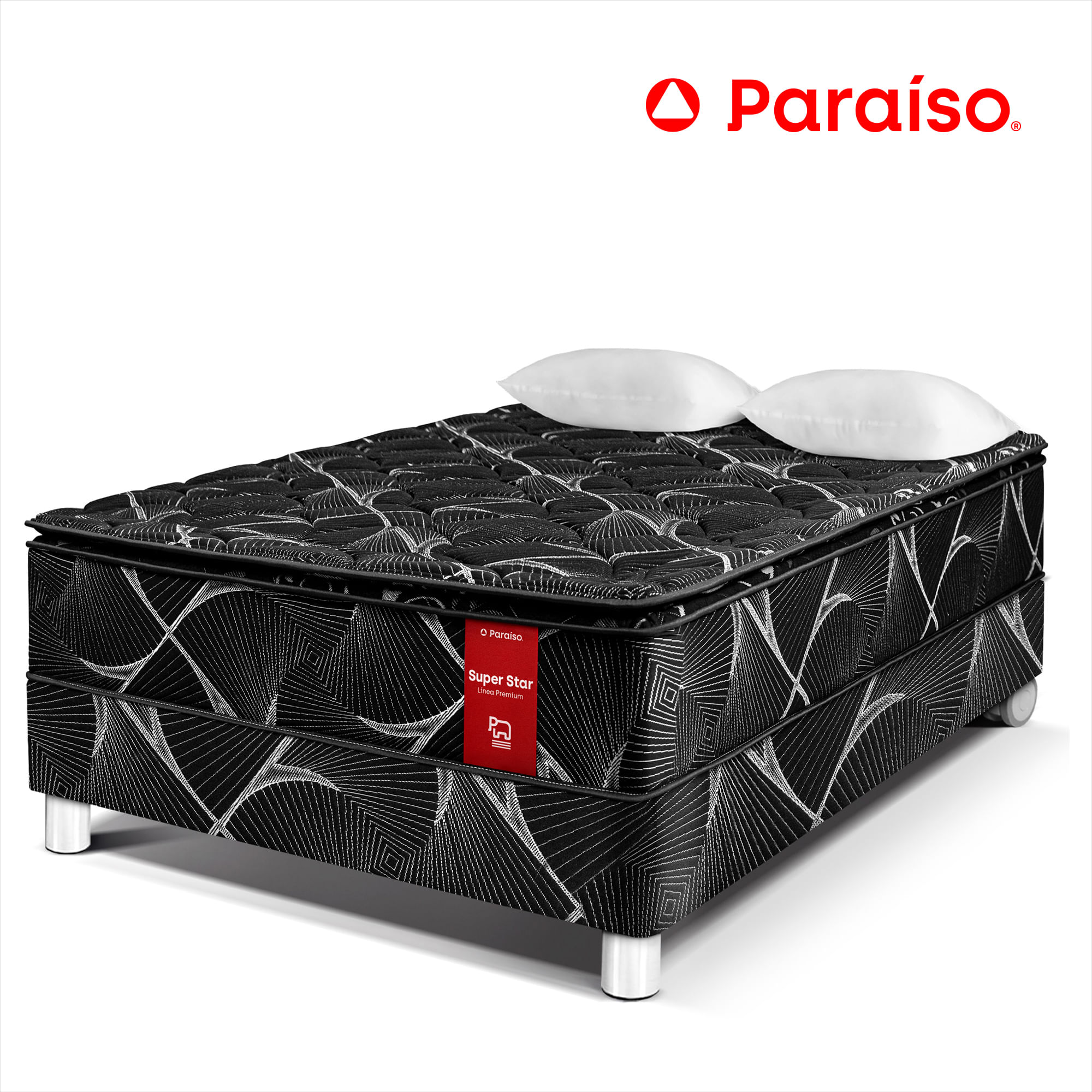 Cama PARAISO Super Star 2 Plazas + 2 Almohadas + 1 Protector