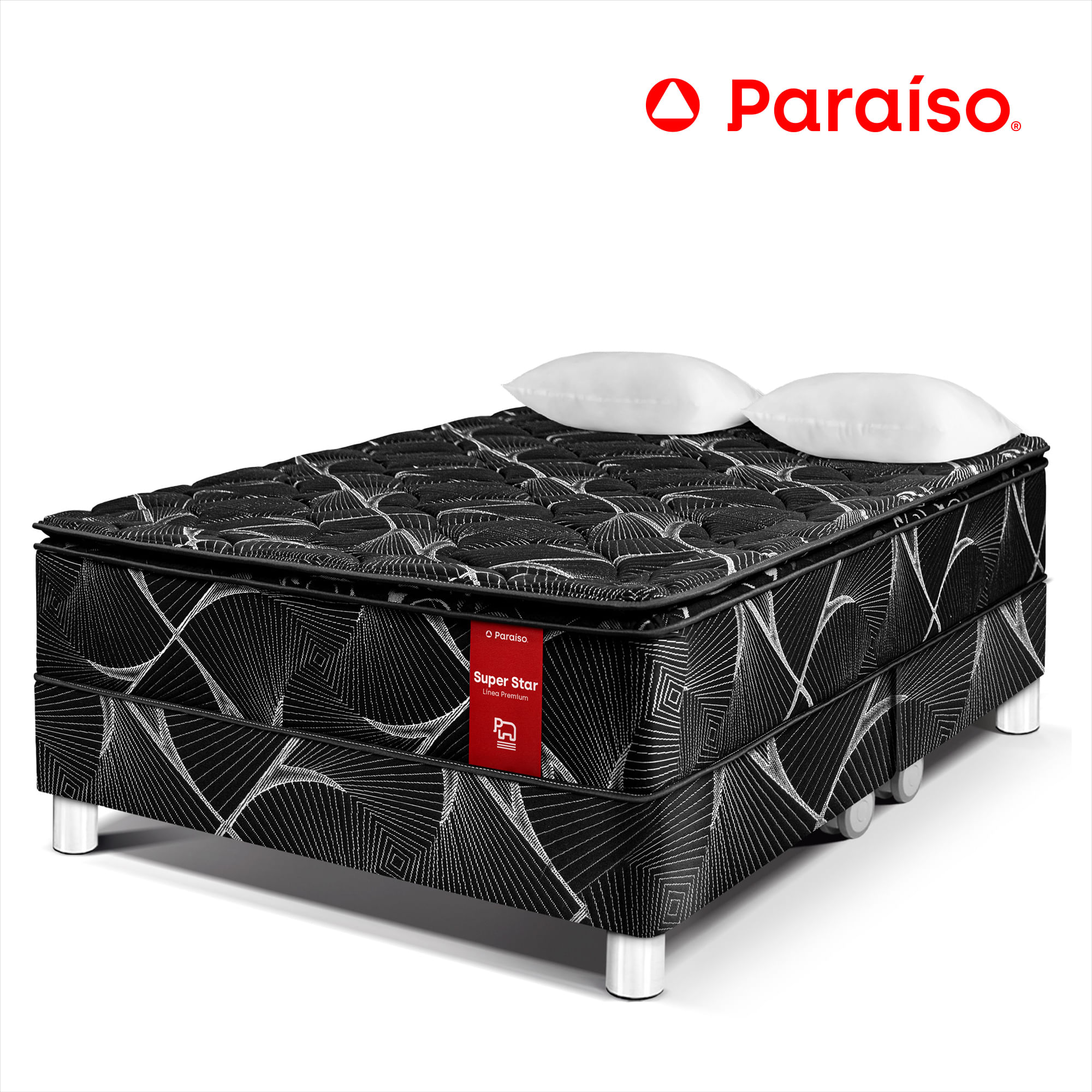 Cama PARAISO Super Star Queen + 2 Almohadas + 1 Protector
