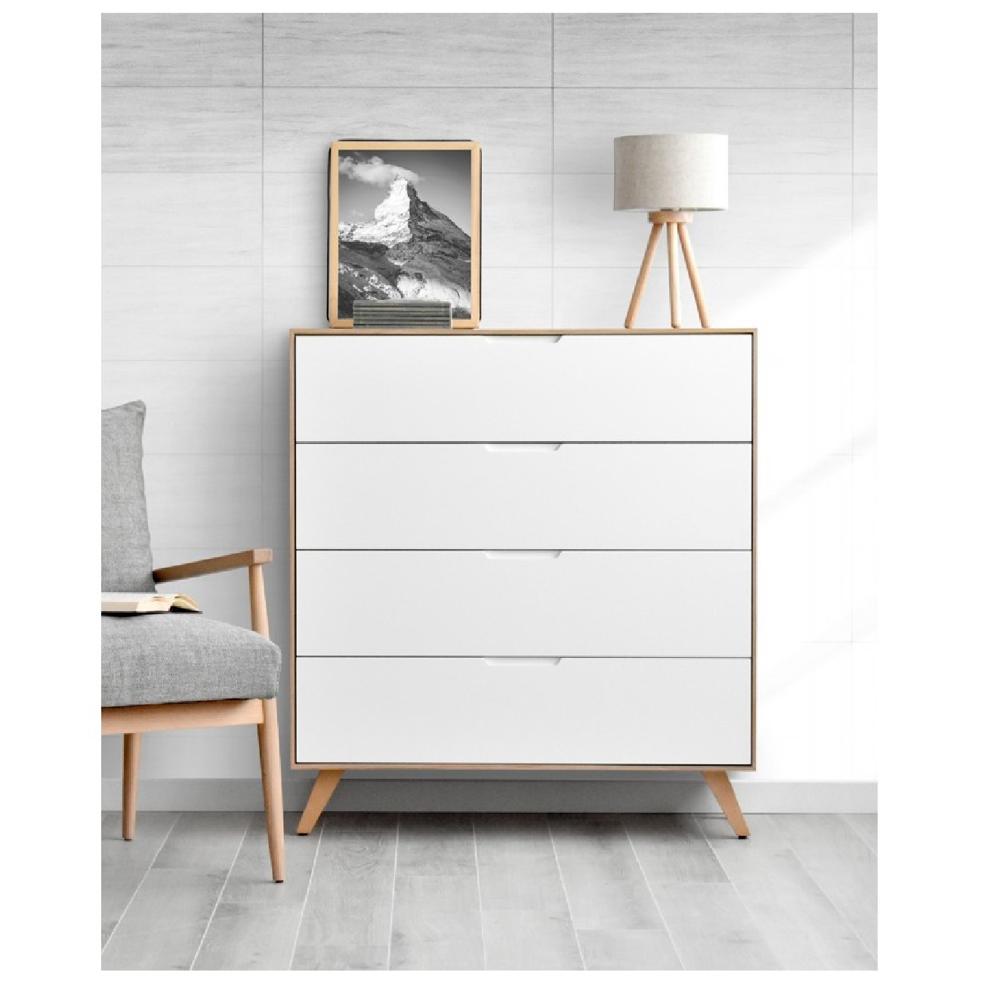 Cómoda Clásica Sam color Duna/Blanco 4 cajones TU MESITA