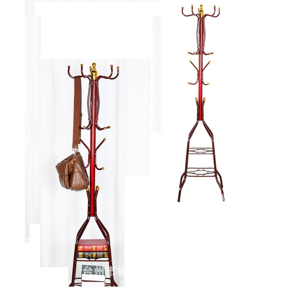 Perchero de Pie Rojo con Ganchos 170cm