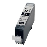 TINTA CANON CLI-221BK COLOR NEGRO, 9ML, RINDE 342 PAG, PARA CANON PIXMA IP3600, 4600 P/N: 2946B016