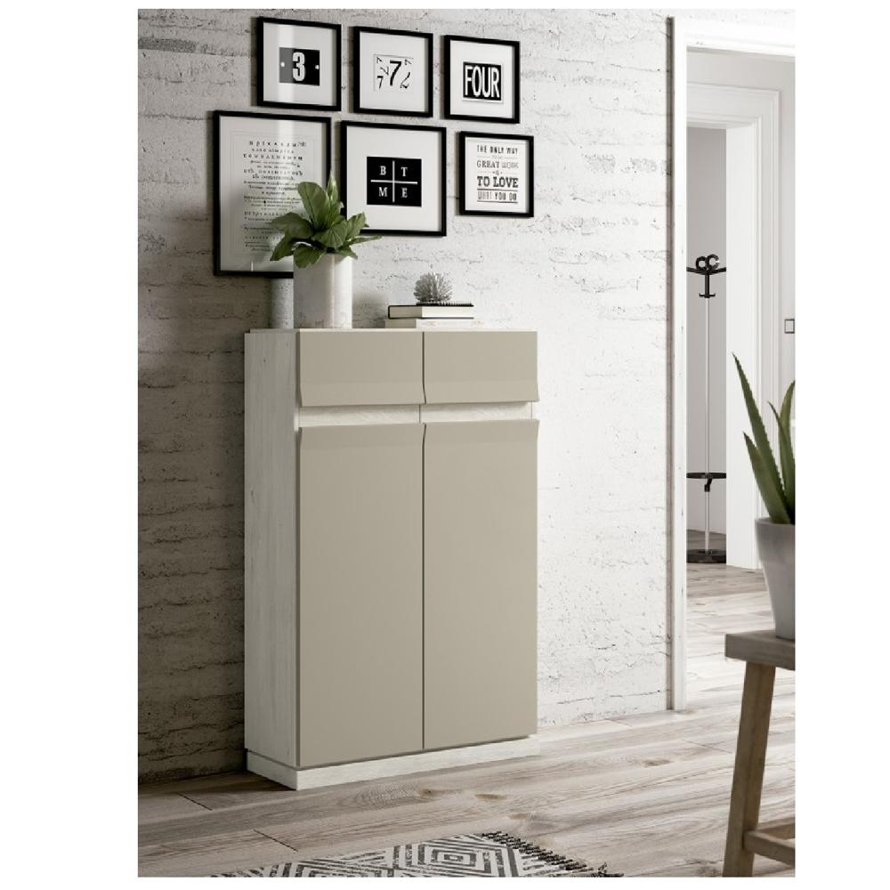 Zapatera Funcional Kasandra 2 puertas color Blanco/Gris claro TU MESITA