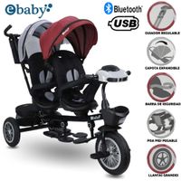 Triciclo Guiador EBABY GEMELAR RedGray
