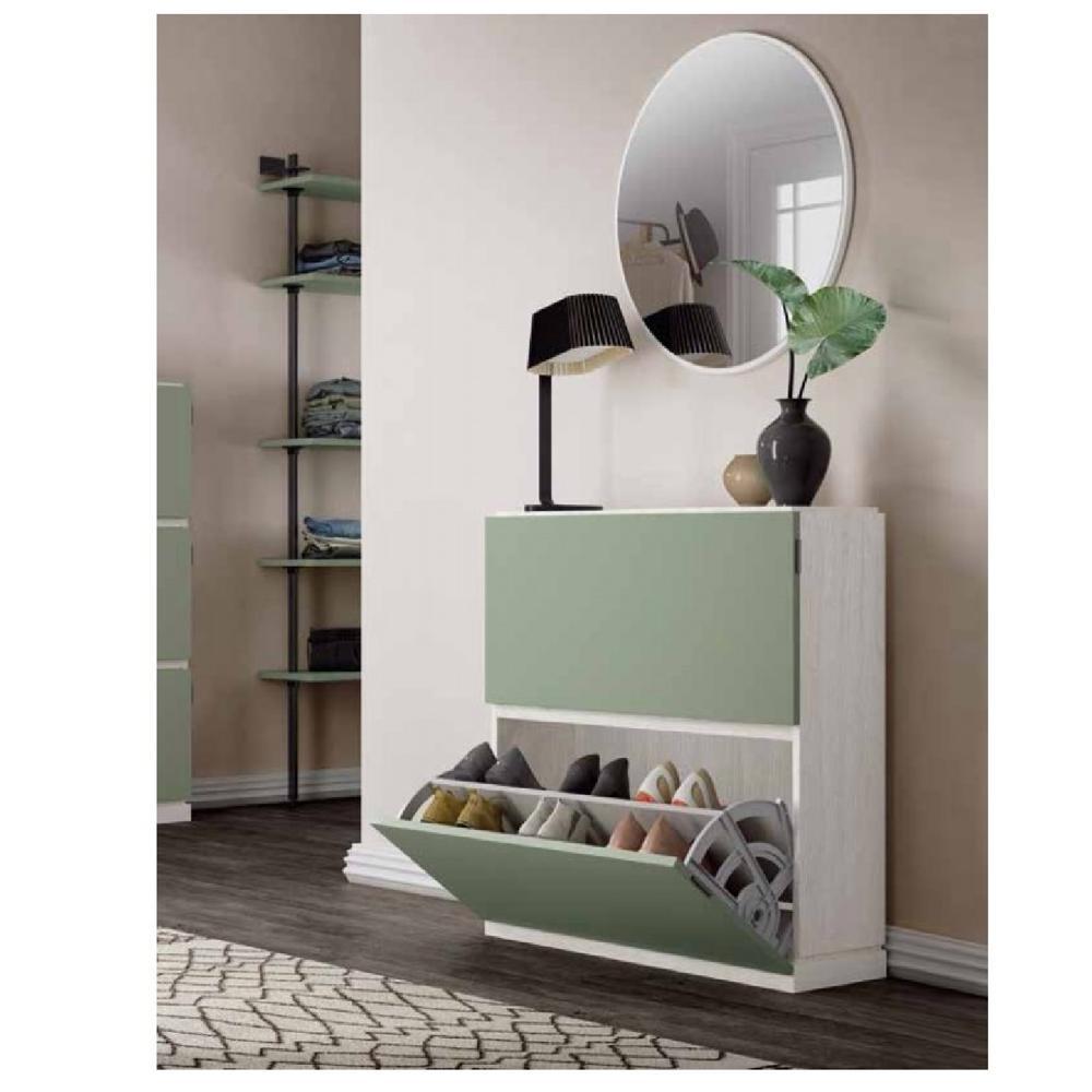 Zapatera Clásica Robinson 2 puertas color Blanco/Agave TU MESITA