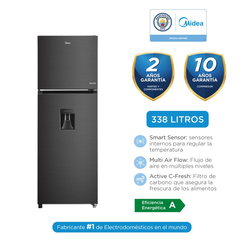 Refrigeradora Midea MDRT489MTR28PEWD Inverter Quattro 338Lts Inox Negro