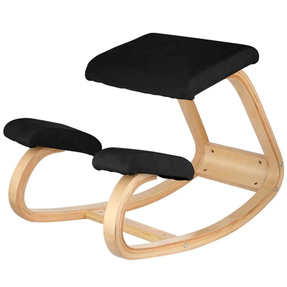 Silla Ergonómica de Rodilla Madera Bambú Negro