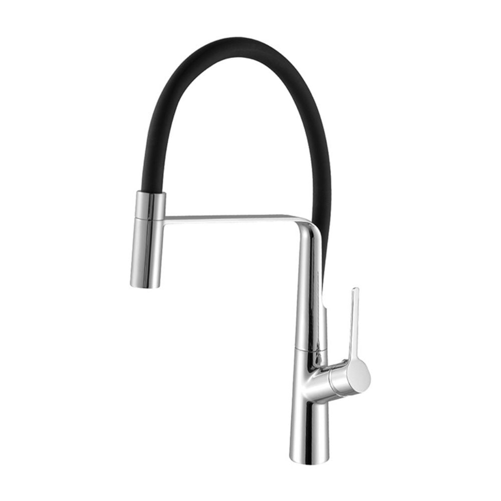 Mezcladora Monocomando para Lavadero Italgrif Cartagena con Pico Flexible Negro Cromado