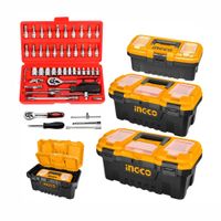 Juego De 3 Cajas De Herramientas +Set Dados Puntas 1/4 46pza Ingco