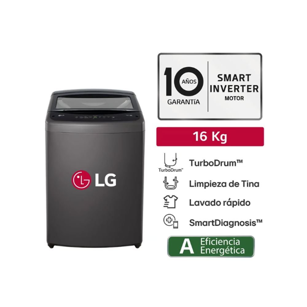 Lavadora LG WT16BVTB 16 Kg Negro