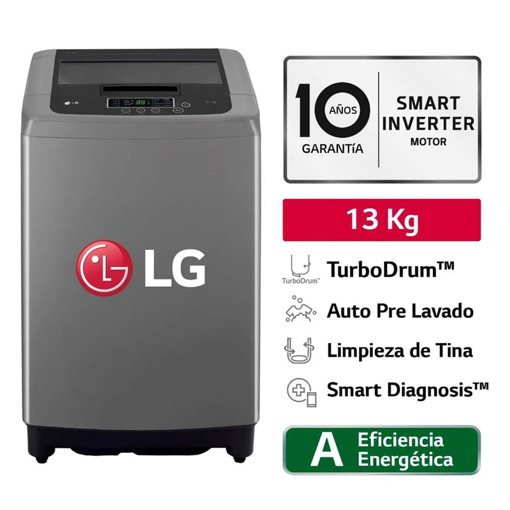 Lavadora de 13 Kg Carga Superior Smart Inverter con TurboDrum LG WT13BPBK