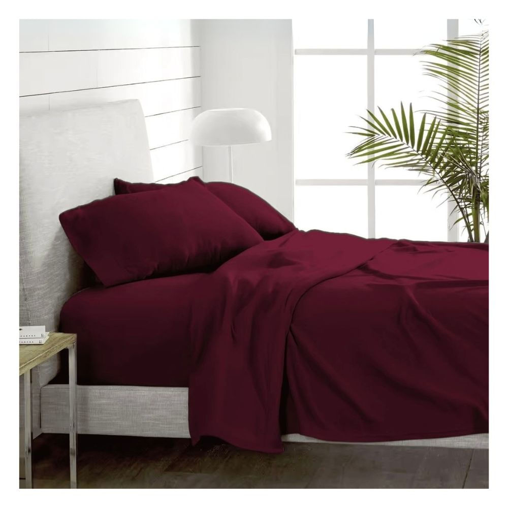 Sábanas polar premium 2 plazas guinda Lima Tienda