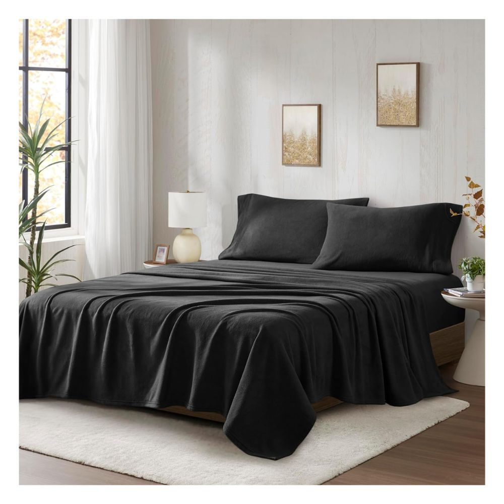 Sábanas polar 2 plazas negro Lima Tienda