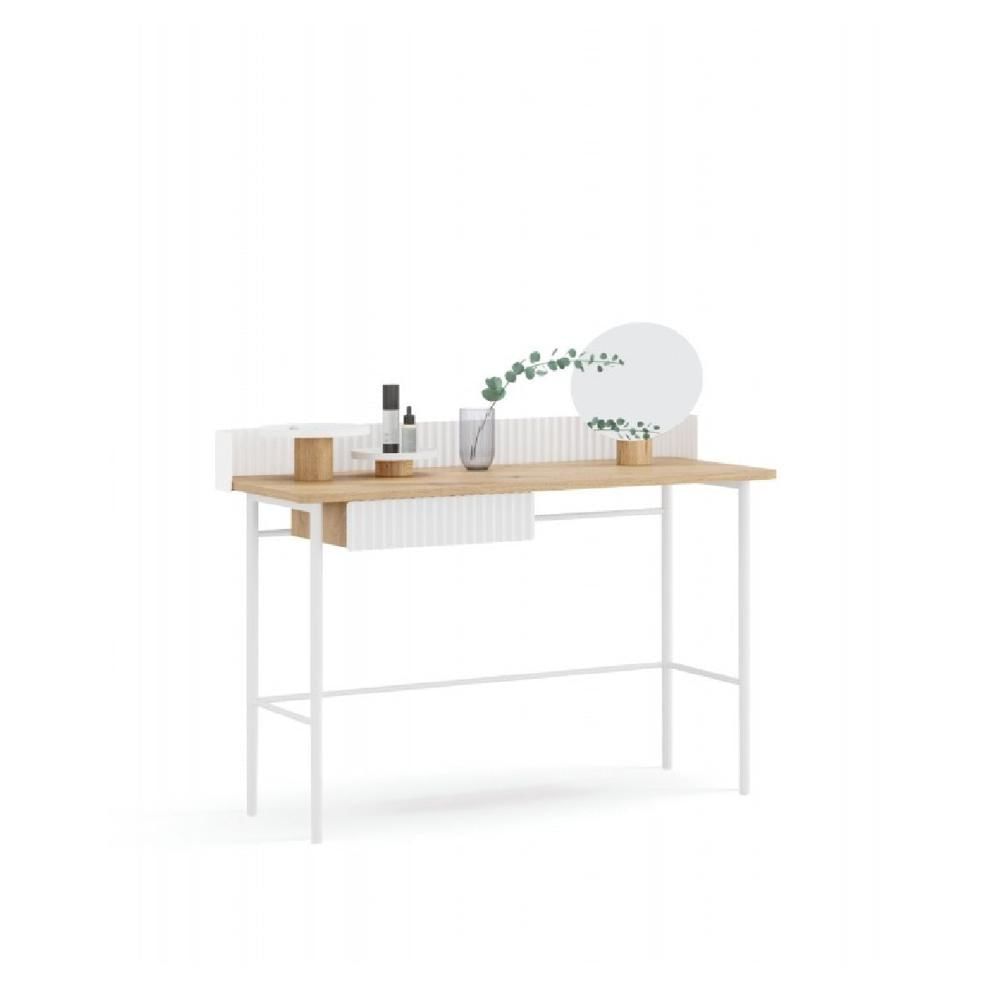 Escritorio Industrial Moderno Alanis color Blanco/Duna 1 cajón TU MESITA