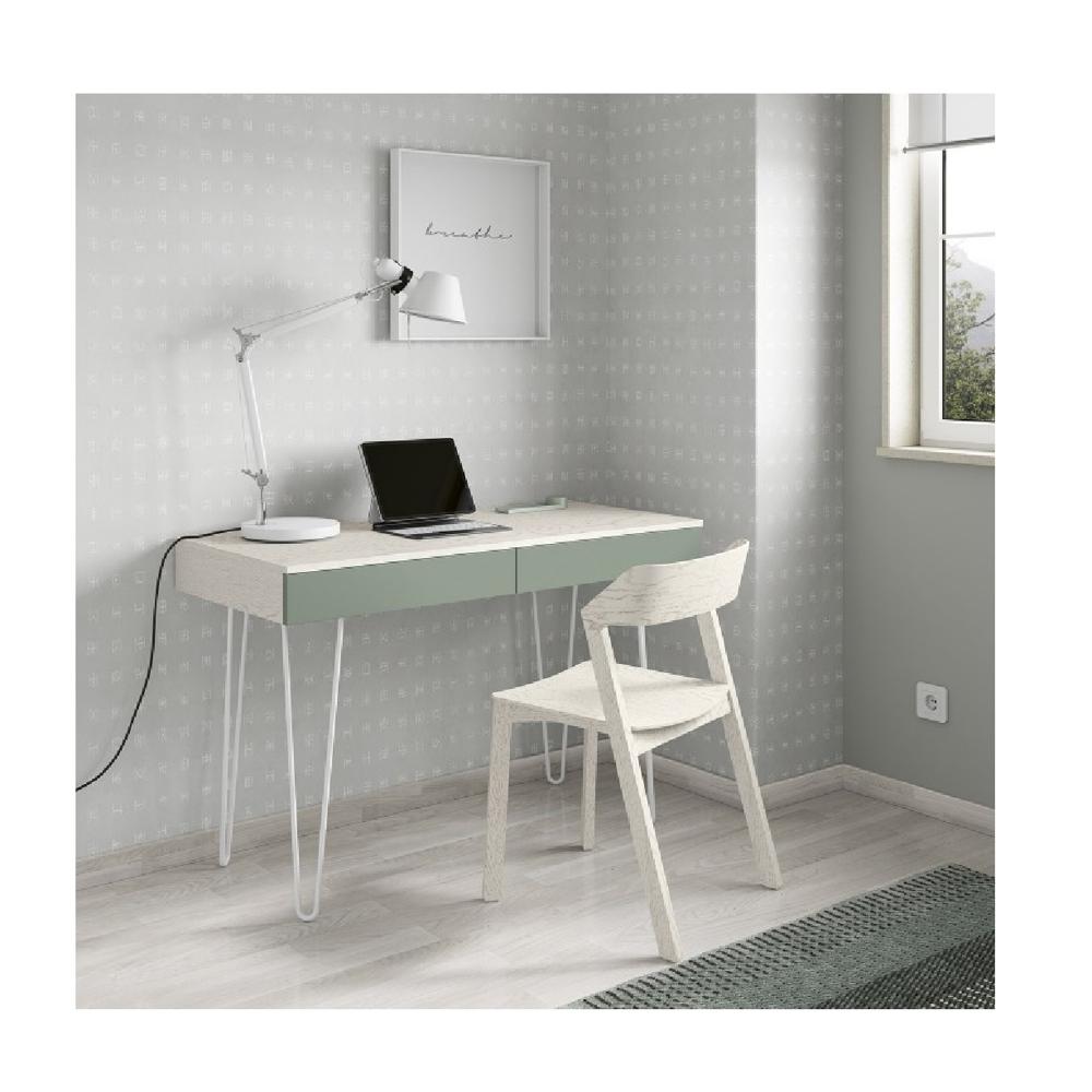 Escritorio Moderno Cooper 2 cajones color Blanco/Agave TU MESITA