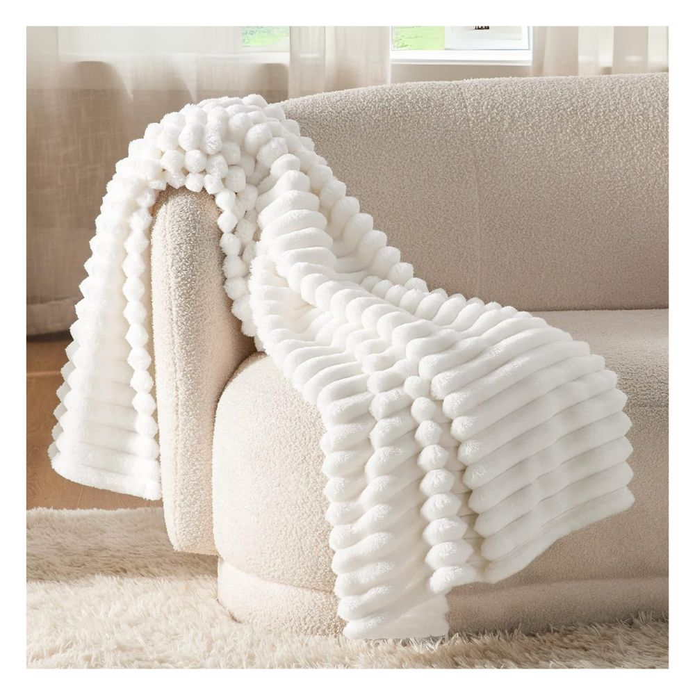 Manta peluche blanco