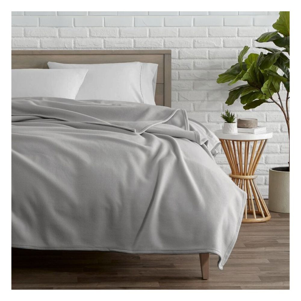 Manta polar premium queen gris claro Lima Tienda