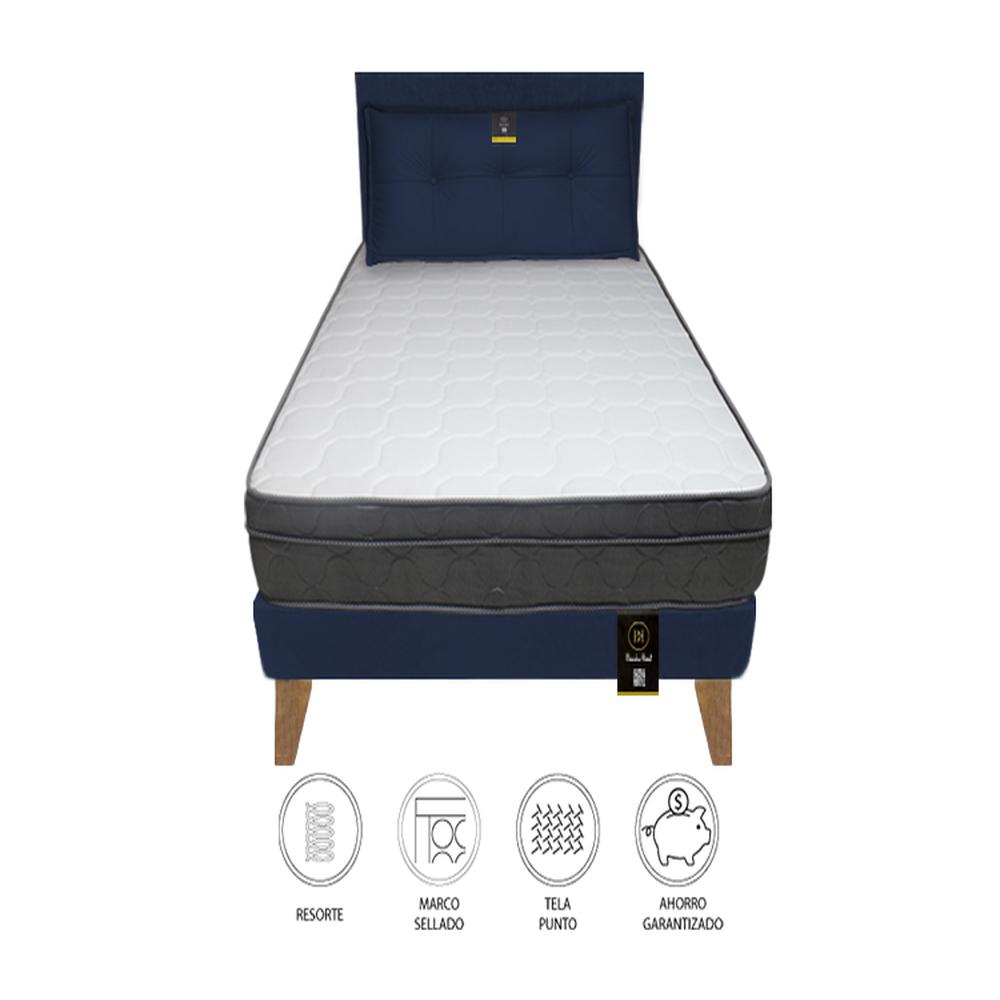 Dormitorio Turin Slim 2 Plz + Cabecera + Cojín - Azul Marino Dormitorio Turin Slim 2 Plz + Cabecera + Cojín - Azul Marino