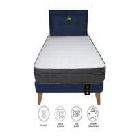 Dormitorio Turin Slim 2 Plz + Cabecera + Cojín - Azul Marino