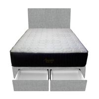 Dormitorio Pocket Vip + 2 Cajones 1.5 Plz + Cabecera - Gris Claro