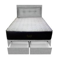 Dormitorio Pocket Vip +2 Caj. 1.5 Plz + Cabecera +Cojin - Gris Claro