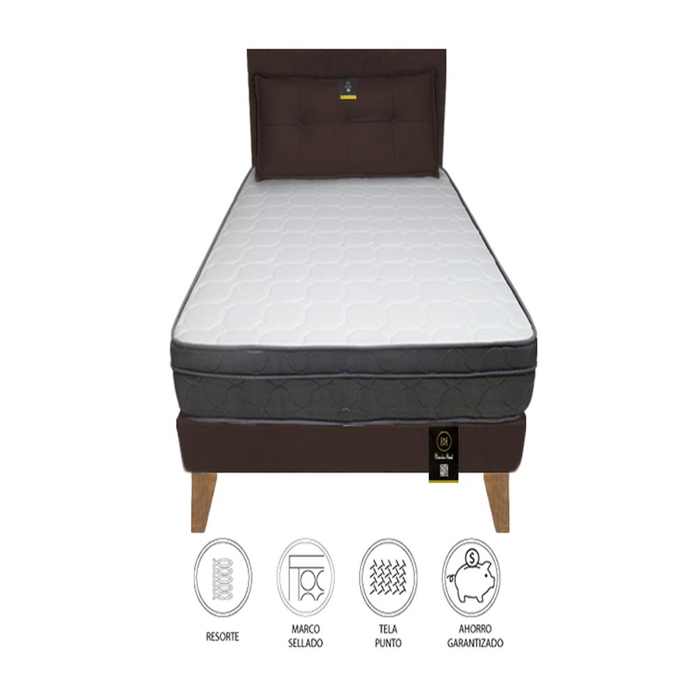 Dormitorio Turin Slim 2 Plz + Cabecera + Cojín - Chocolate