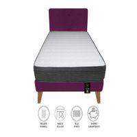 Dormitorio Turin Slim 1.5 Plz + Cabecera + Almohada - Purpura
