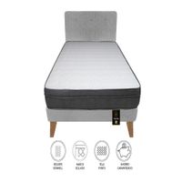 Dormitorio Turin Slim 1.5 Plz + Cabecera + Almohada - Gris Claro