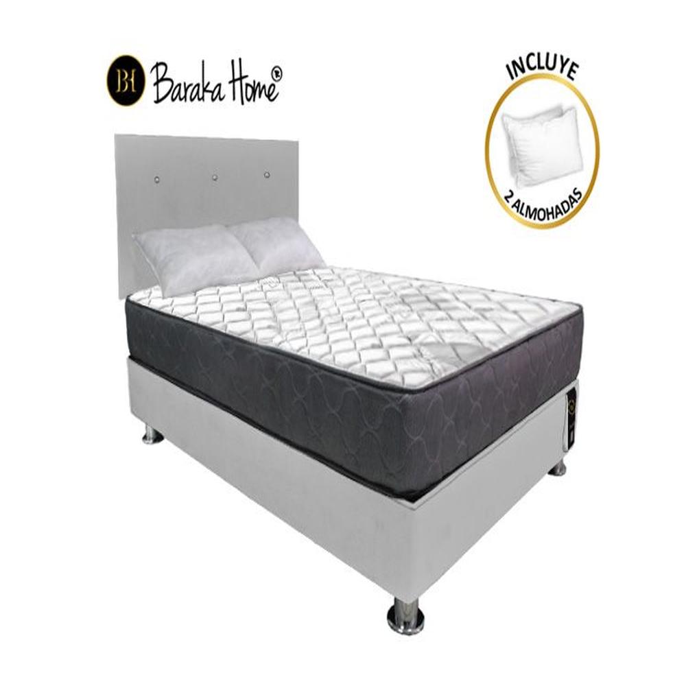 Dormitorio Luton 2 Plz + 2 Almohadas - Gris Claro Dormitorio Luton 2 Plz + 2 Almohadas - Gris Claro