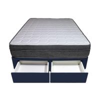 Cama Turin + 2 Cajones 1.5 Plz + 1 Almohada - Azul Marino